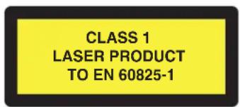 CLASS 1 LASER PRODUCT TO EN 60825-1