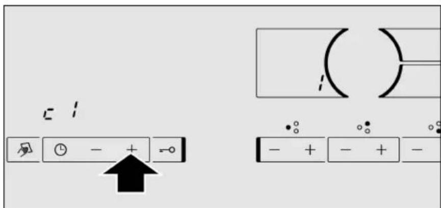 Diagram showing directional control buttons with icons and symbols, including a cursor pointing to a minus sign.