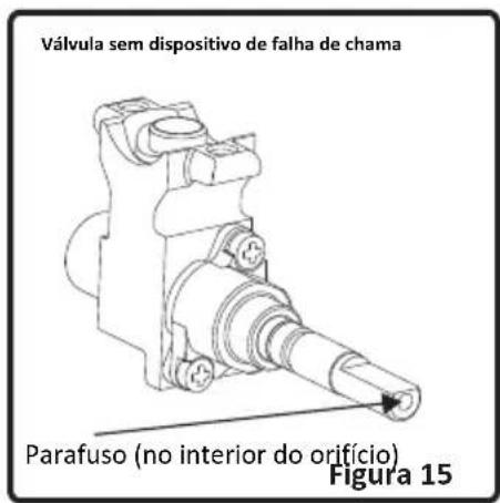 Válvula sem dispositivo de falha de chama Parafuso (no interior do orifício) Figura 15