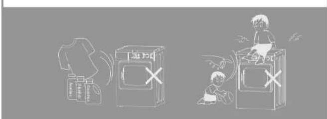 Illustration showing three scenes: a bottle labeled 'I am too bad' with a cross mark, a washing machine with a 'no food' symbol, and a person jumping over a box marked 'no food'.