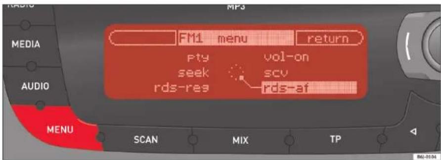 SEAT Stereo Mp3 - Funktion MENÜ - 1