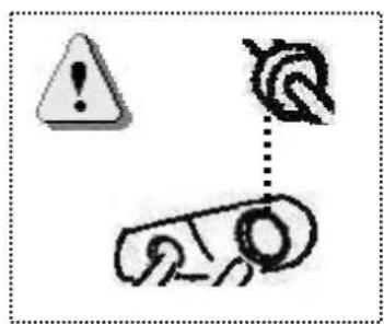 Warning symbol with exclamation mark, spiral icon, and broken pill illustration
