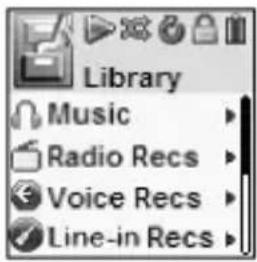 Library Music Radio Recs Voice Recs Line-in Recs