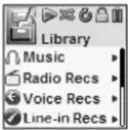 Library Music Radio Recs Voice Recs Line-in Recs