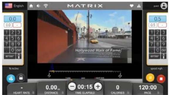 English MATRIX 0.0 0.0 1 2 3 4 5 6 7 8 9 . 0 del enter 0.5 0.5 1 2 3 4 5 6 7 8 9 . 0 del enter Hollywood Walk of Fame! Time elapsed Just Happy Moments % change speed mph - 0.00 min 00:15 + TIME ELAPSED CALORIES 120:00 PACE HEART RATE DISTANCE 0