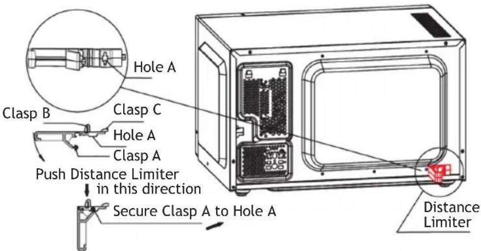 Clasp B Hole A Clasp C Hole A Clasp A Push Distance Limiter in this direction Secure Clasp A to Hole A Distance Limiter