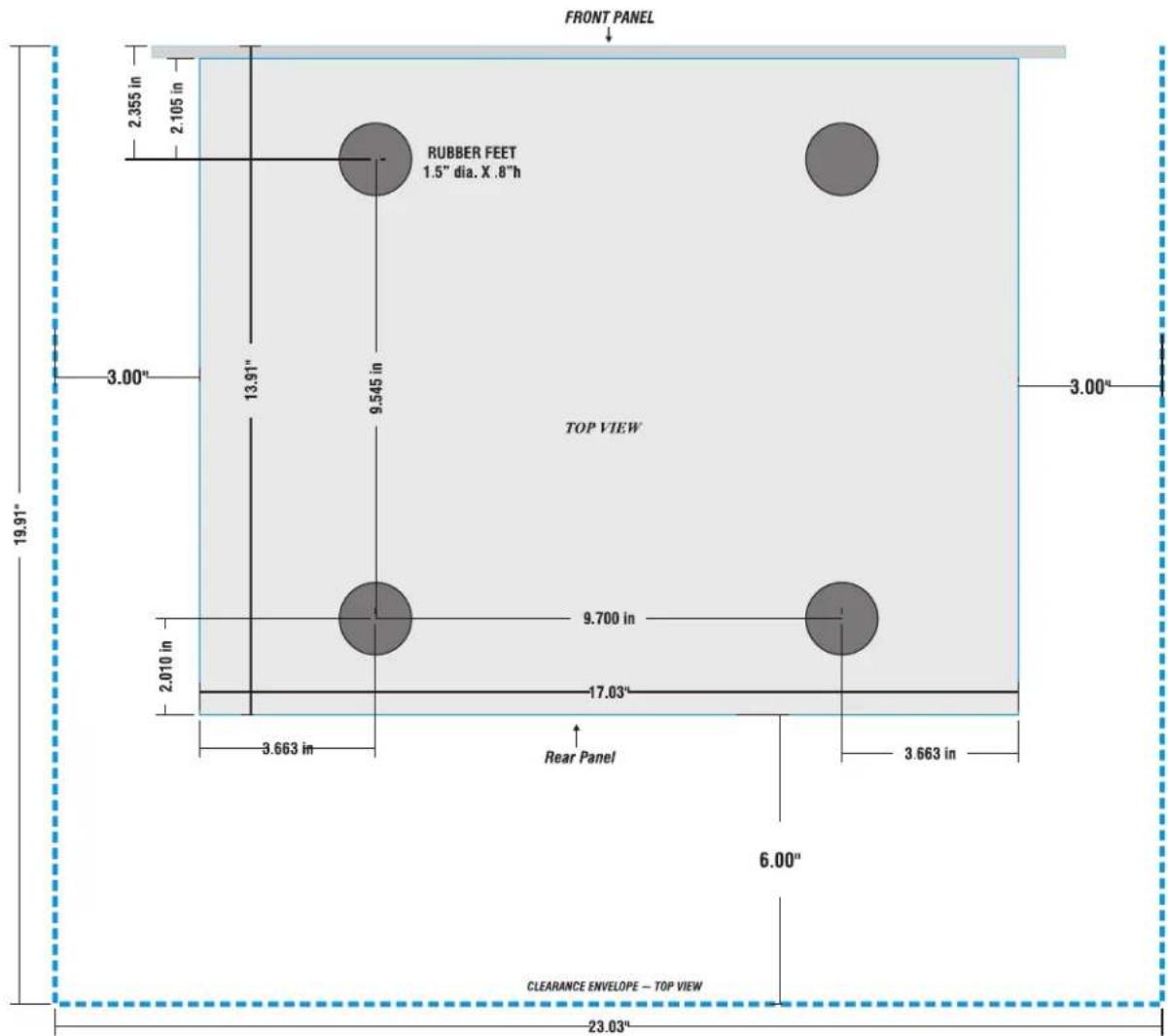 Bryston B100 - EXTERNAL DIMENSIONS & CLEARANCE ENVELOPE - 1