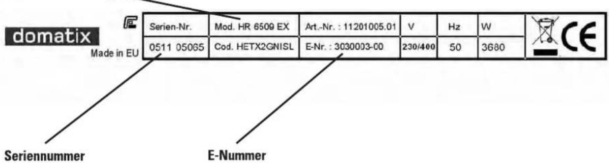 Domatix BO 6507 X - Modellbezeichnung - 1