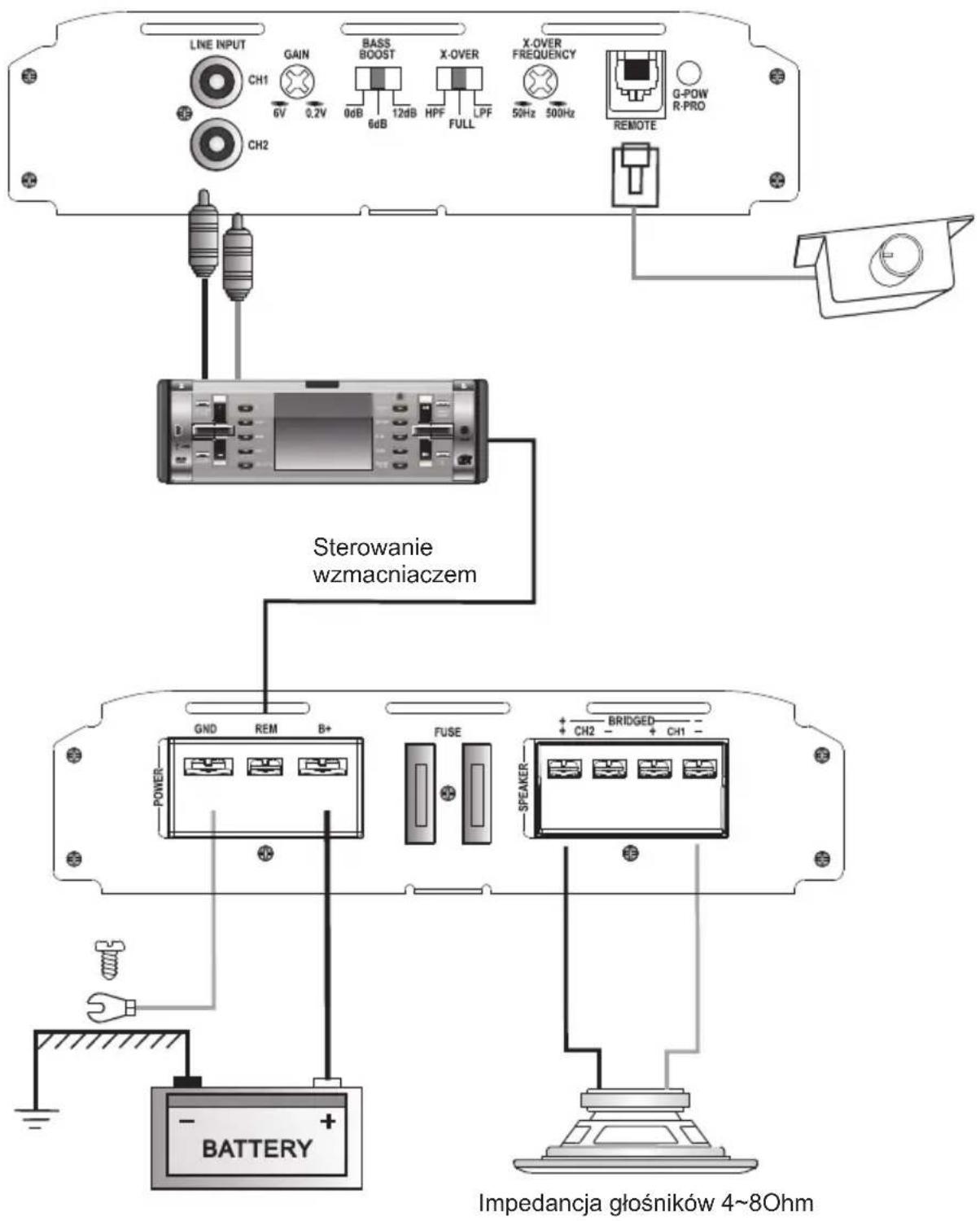 Peiying PY-B2C110R - SCHEMAT PODŁĄCZENIA TRYB MOSTKA - 1