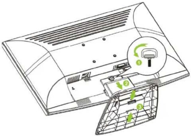 HANNSPREE HP195 - DISSEMBLING THE STAND BASE: - 1
