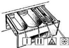 Diagram of a mechanical or electrical device with labeled components and warning symbols