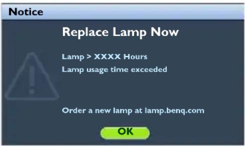 BENQ W1300 - Timing of replacing the lamp - 5