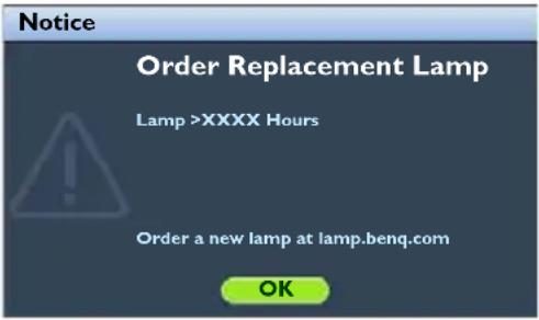 BENQ W1300 - Timing of replacing the lamp - 3
