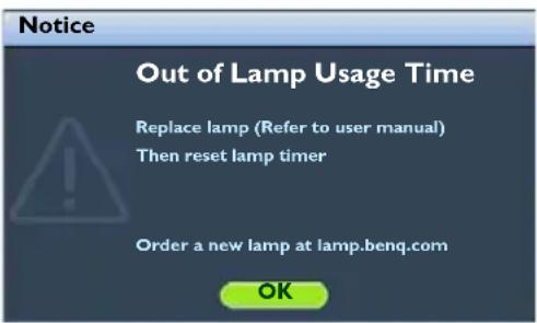 BENQ W1300 - Timing of replacing the lamp - 6