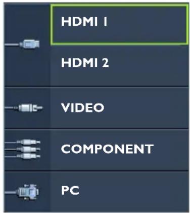 HDMI 1 HDMI 2 VIDEO COMPONENT PC