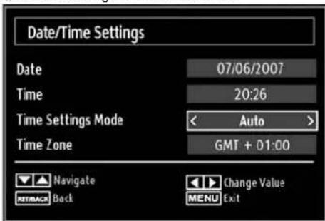 Luxor LED22EL - Configuring Date/Time Settings - 1