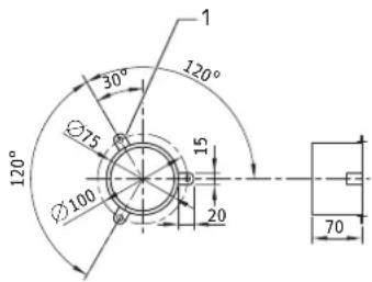 120° 30° Ø75 Ø100 120° 15 20 70 120°