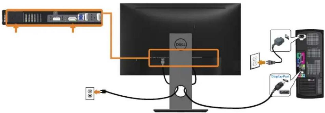 DELL Professional P2418D - Connecting the DP cable - 1