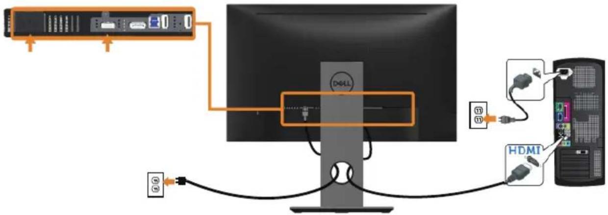 DELL Professional P2418D - Connecting the HDMI cable (optional) - 1