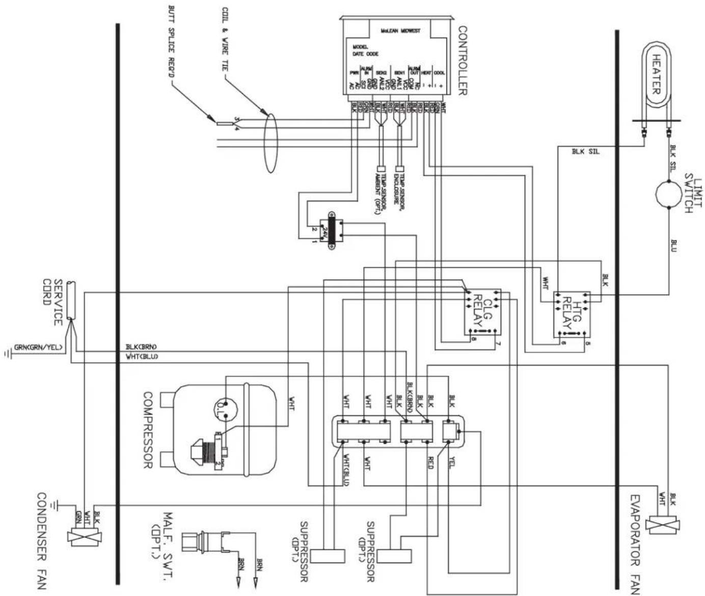 Hoffman CR230216G002 - WIRE DIAGRAM, LEVEL II AND III WITH ELECTRIC HEATER - 1