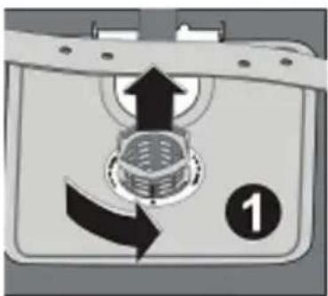 Diagram showing a device with directional arrows and a numbered label '1' indicating a step or sequence.