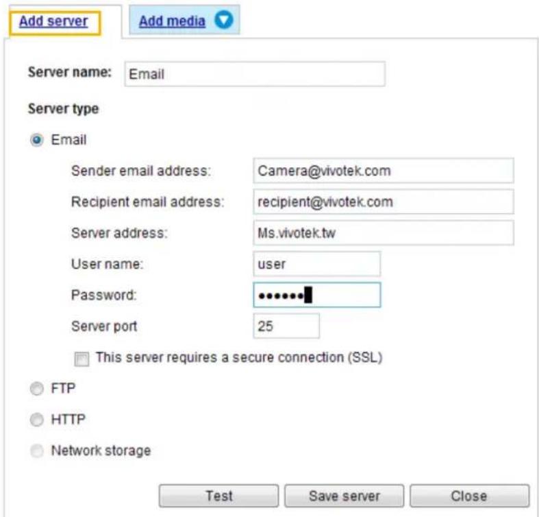 Vivotek FD8154-F4 - Add server - 1