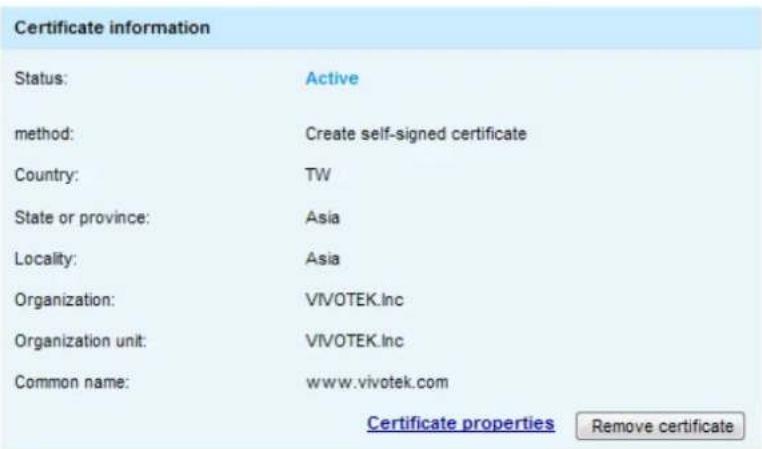 Vivotek FD8154-F4 - Create self-signed certificate - 2