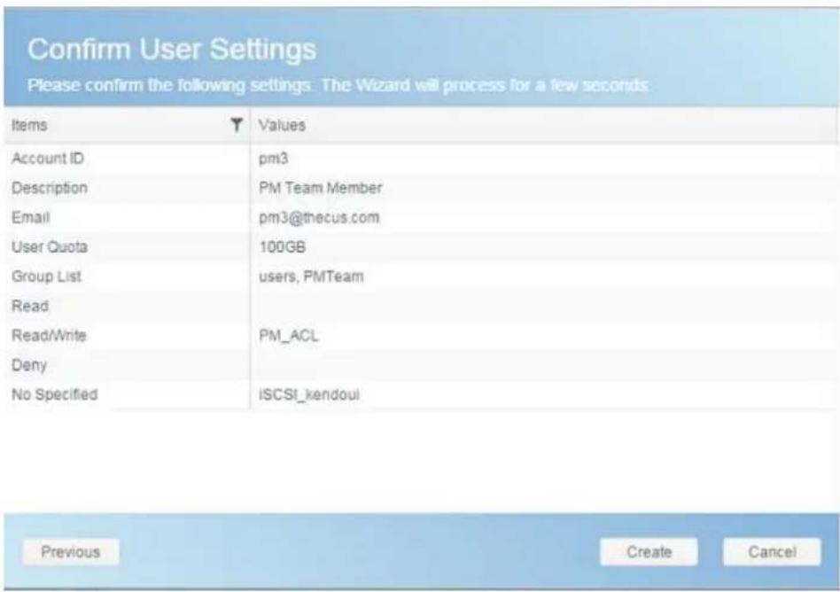 Thecus N4910U-S - Create User: - 4