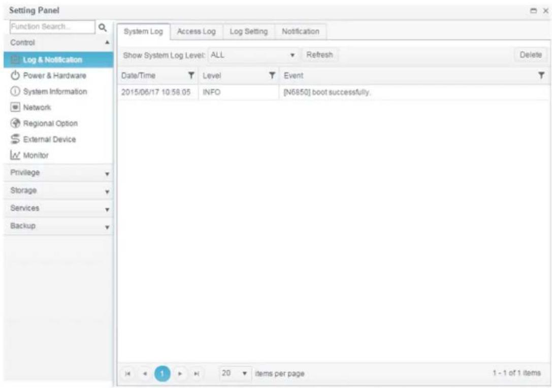 Thecus N4910U-S - System Log - 1
