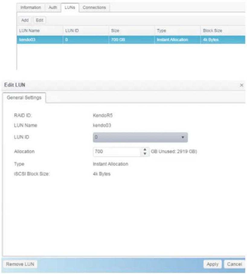 Thecus N4910U-S - Modify/Remove iSCSI Target - 2