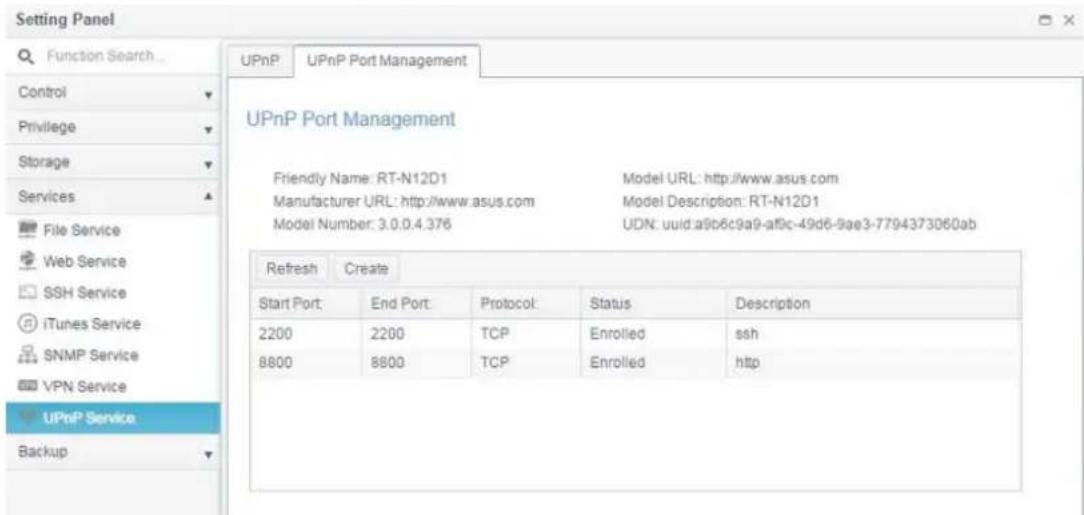 Thecus N4910U-S - UPnP Port Management - 2