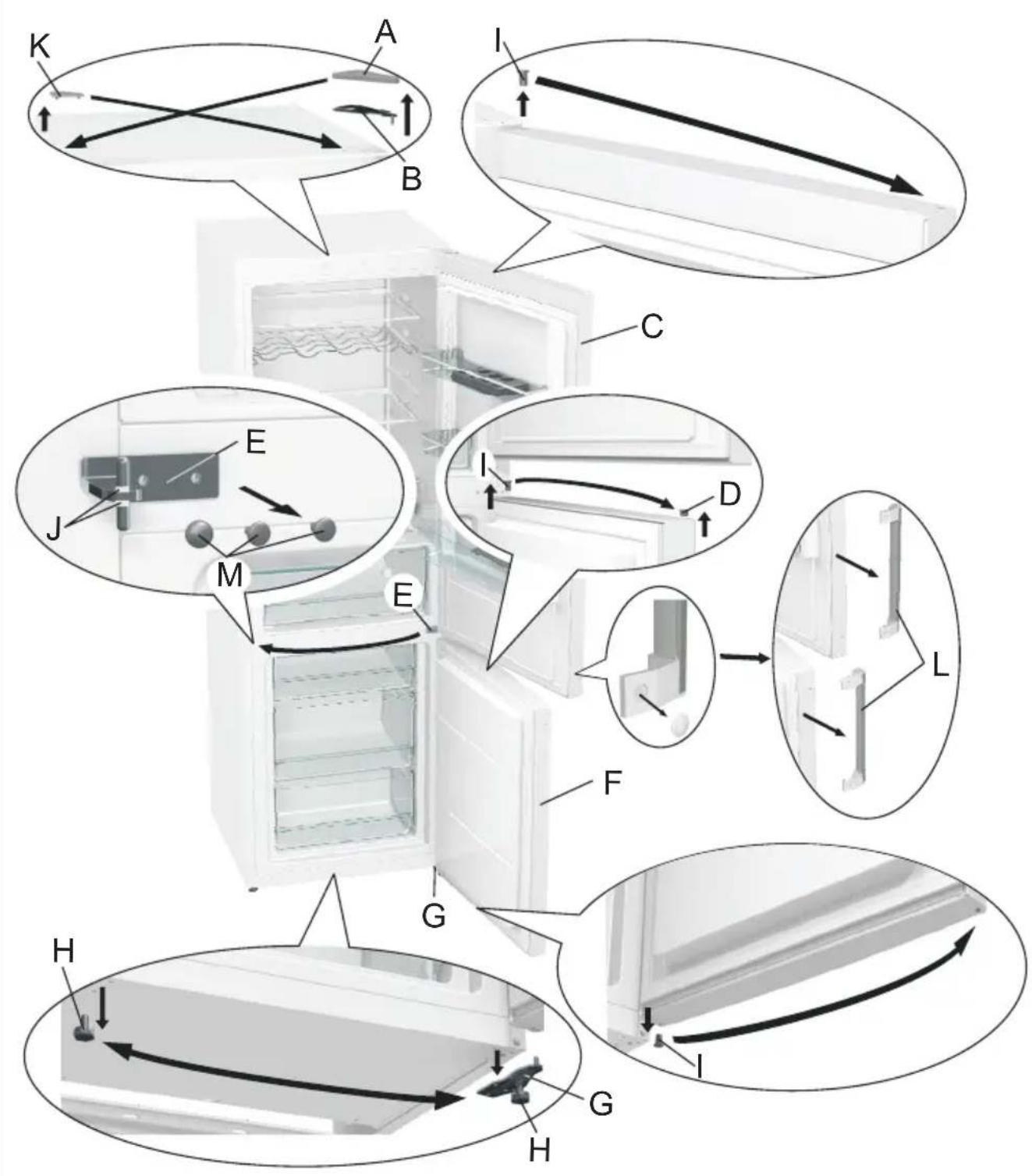 GORENJE RK 6192 ER - Benötigtes Werkzeug: Steckschlüssel Nr. 8, Schraubenzieher Torx 25, Flachschraubenzieher Den Türanschlagwechsel sollten zwei Personen vornehmen! - 1