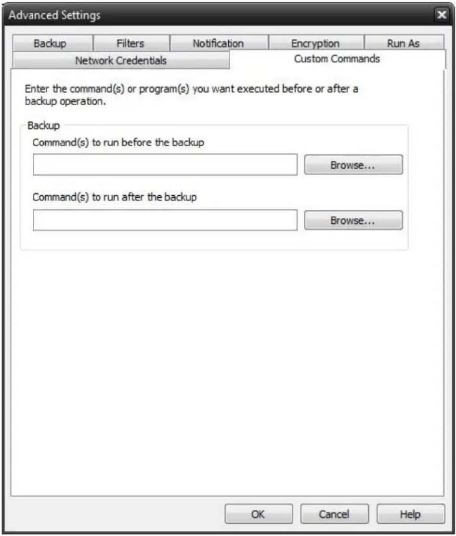 Novastor NovaBACKUP PC - Backup Job Custom Commands - 1