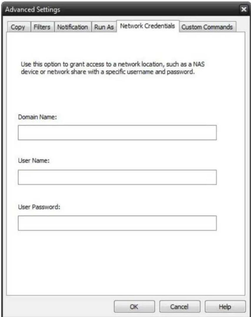 Novastor NovaBACKUP PC - Copy Job Network Credentials - 1