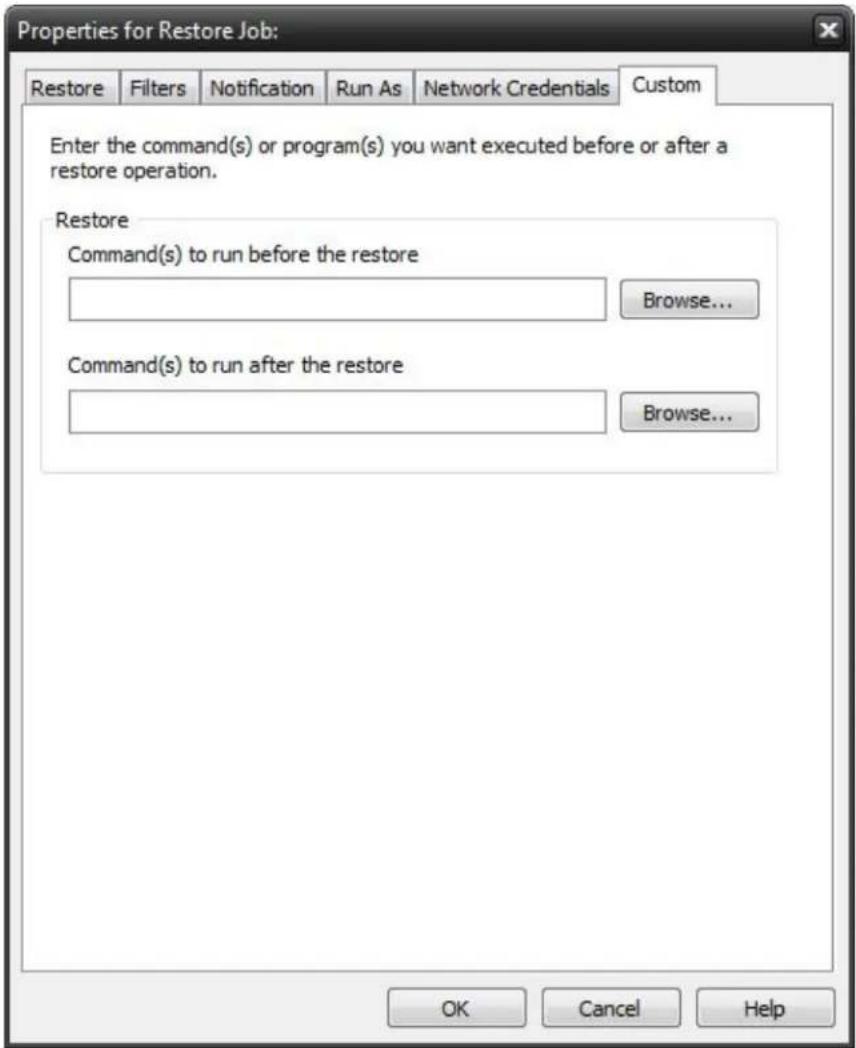 Novastor NovaBACKUP PC - Restore Job Custom Commands - 1