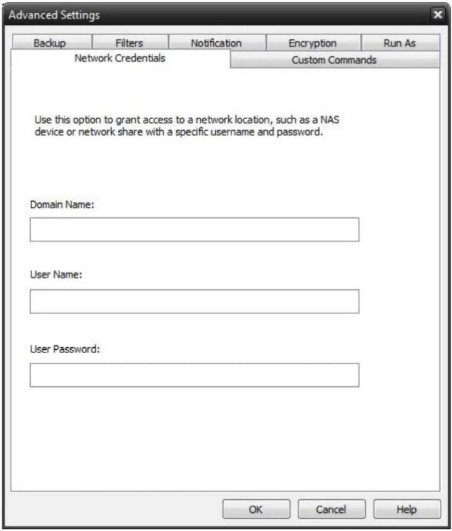 Novastor NovaBACKUP PC - Backup Job Run As - 4