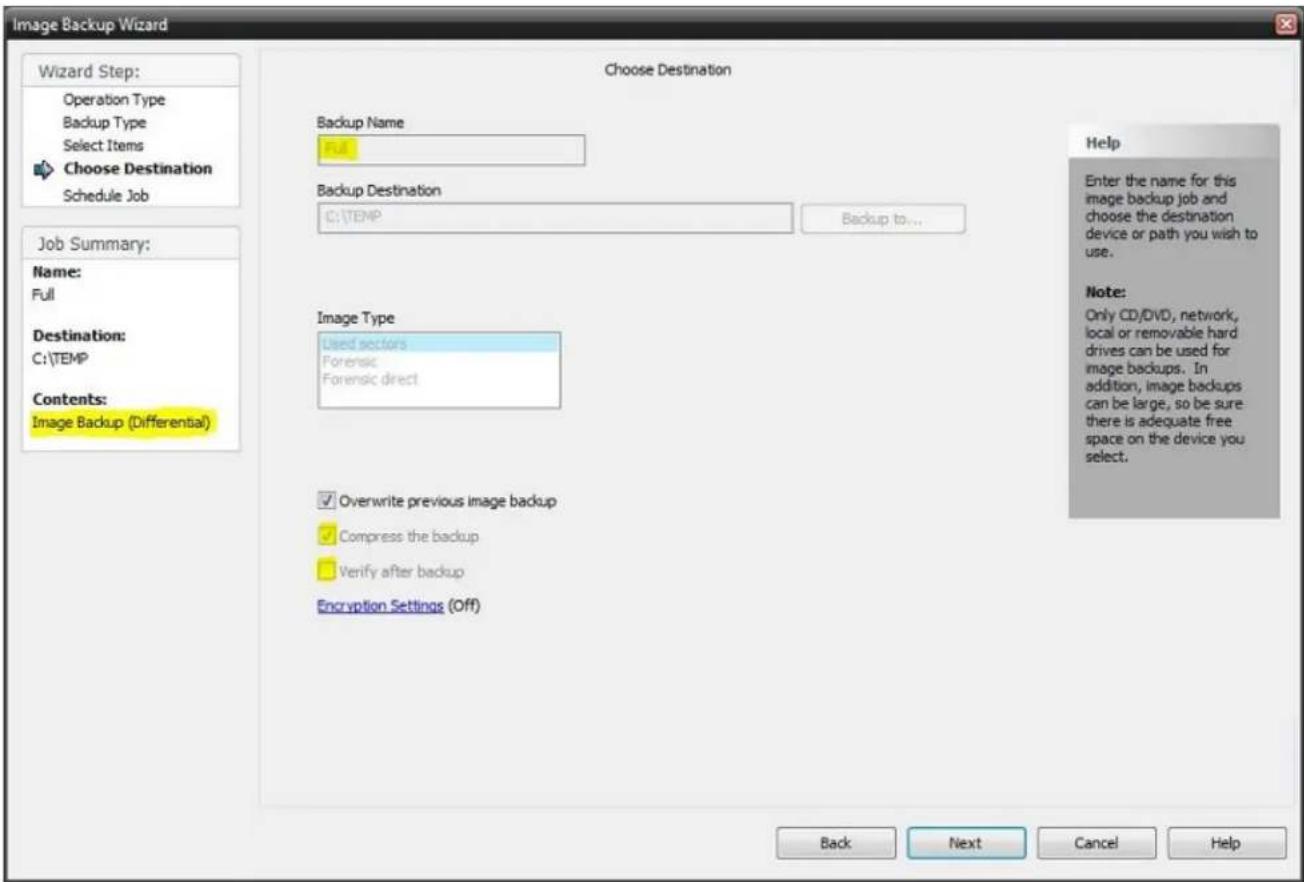 Novastor NovaBACKUP PC - Destination Options for Differential or Incremental Image Backup - 1
