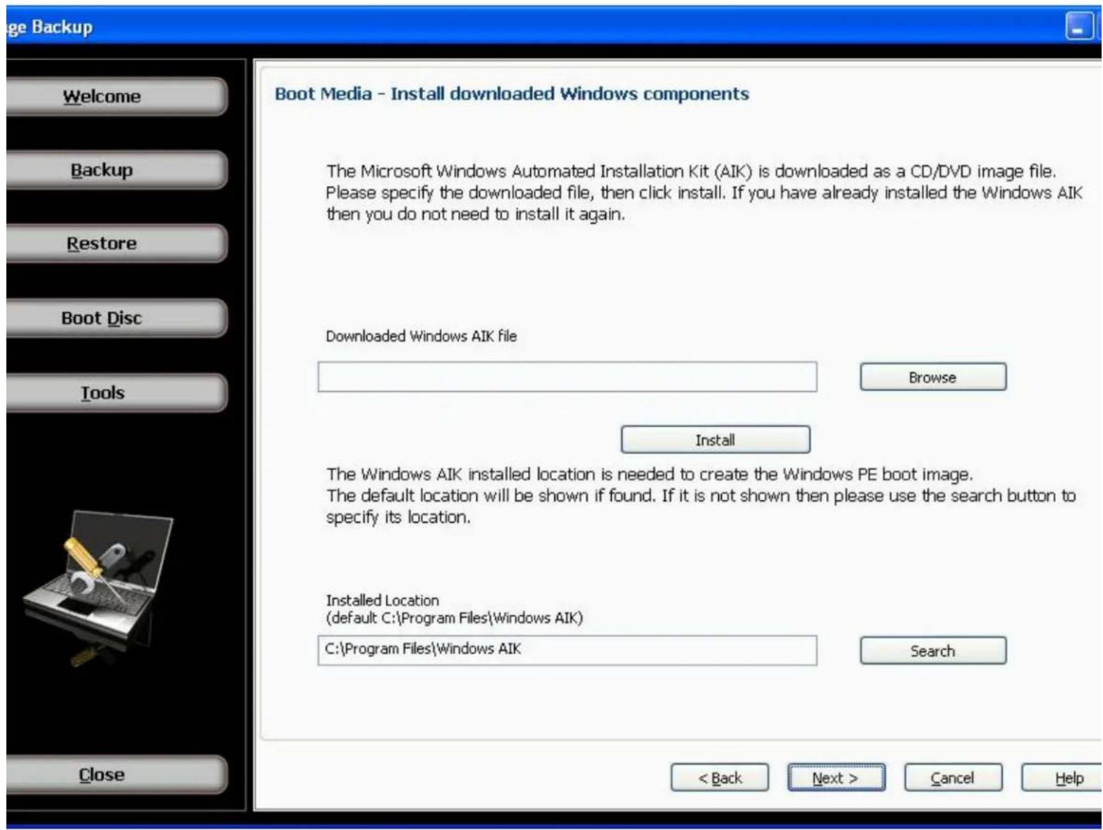 Novastor NovaBACKUP PC - Create Windows AIK Installation Disc: - 1