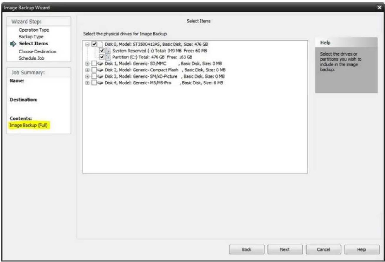 Novastor NovaBACKUP PC - Select Items for Scheduled Full Image Backup - 1