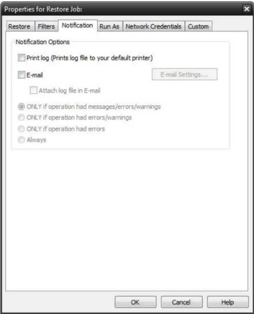 Novastor NovaBACKUP PC - Restore Job Notification - 1