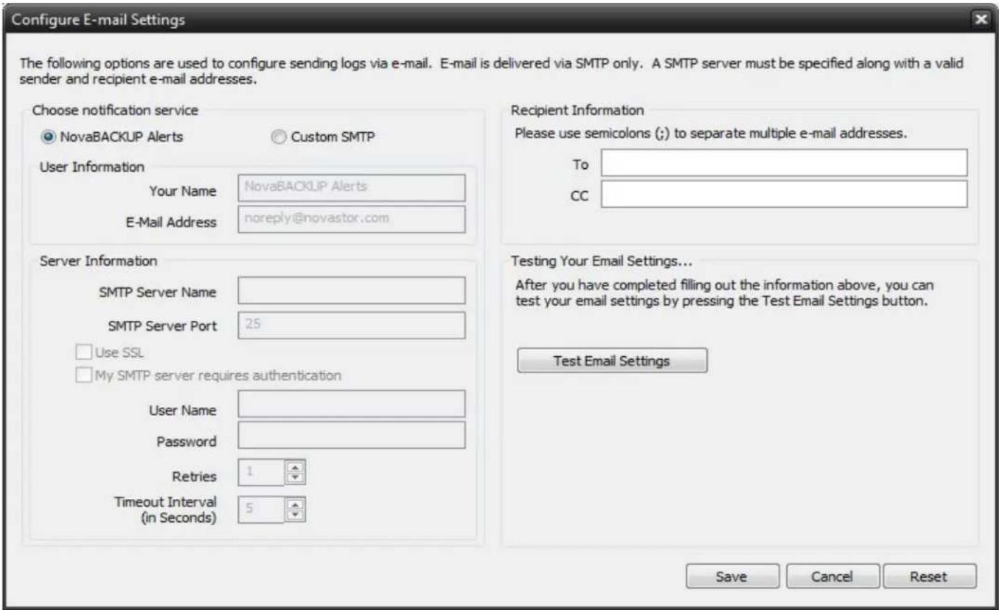 Novastor NovaBACKUP PC - NovaBACKUP Alerts - 1