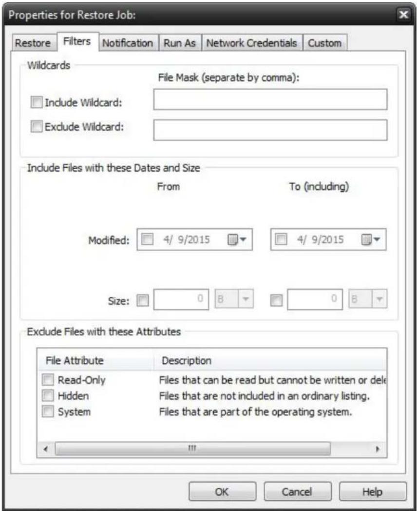 Novastor NovaBACKUP PC - Restore Job Filters - 1