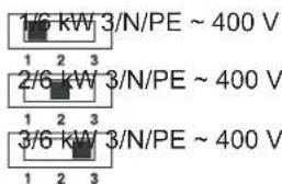 1/6 KW 3/N/PE ~ 400 V 2/6 KW 3/N/PE ~ 400 V 3/6 KW 3/N/PE ~ 400 V