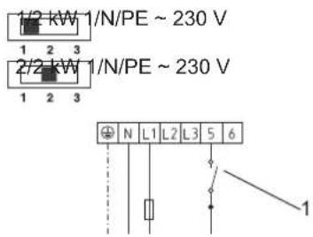 1/2 kW 1/N/PE ~ 230 V 1 2 3 2/2 kW 1/N/PE ~ 230 V 1 2 3 N L1 L2 L3 5 6 1