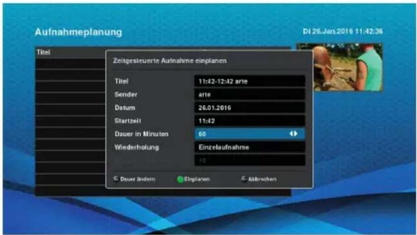 Schwaiger DTR700HD - Programmieren einer manuellen Aufzeichnung - 2