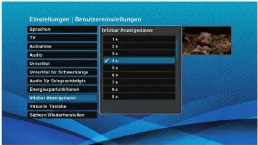 Schwaiger DTR700HD - Infobar Anzeigedauer - 2