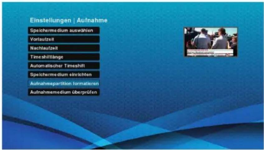 Schwaiger DTR700HD - Aufnahmepartition formatieren - 1