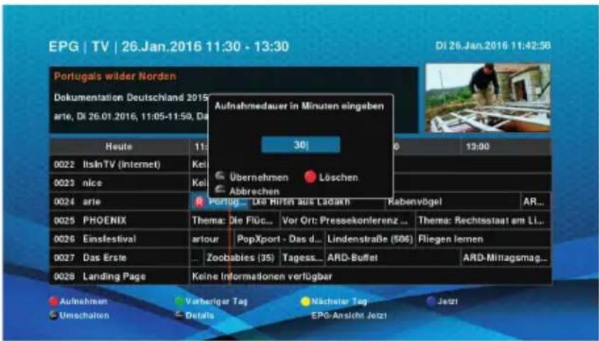 Schwaiger DTR700HD - Individuelle Anpassung der Aufzeichnungsdauer - 2