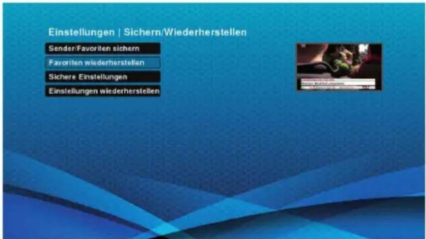 Schwaiger DTR700HD - Favoritenlisten wiederherstellen - 1