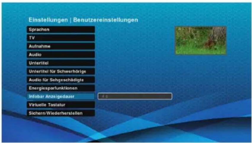 Schwaiger DTR700HD - Infobar Anzeigedauer - 1
